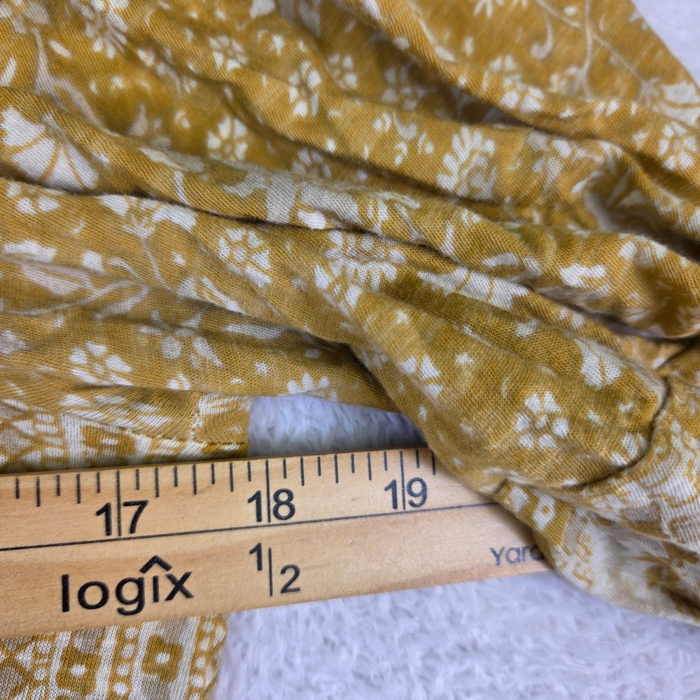 Rachel Zoe Mustard Yellow Floral Crochet Trim Puff Sleeve Peasant Blouse Size M - Picture 6 of 6